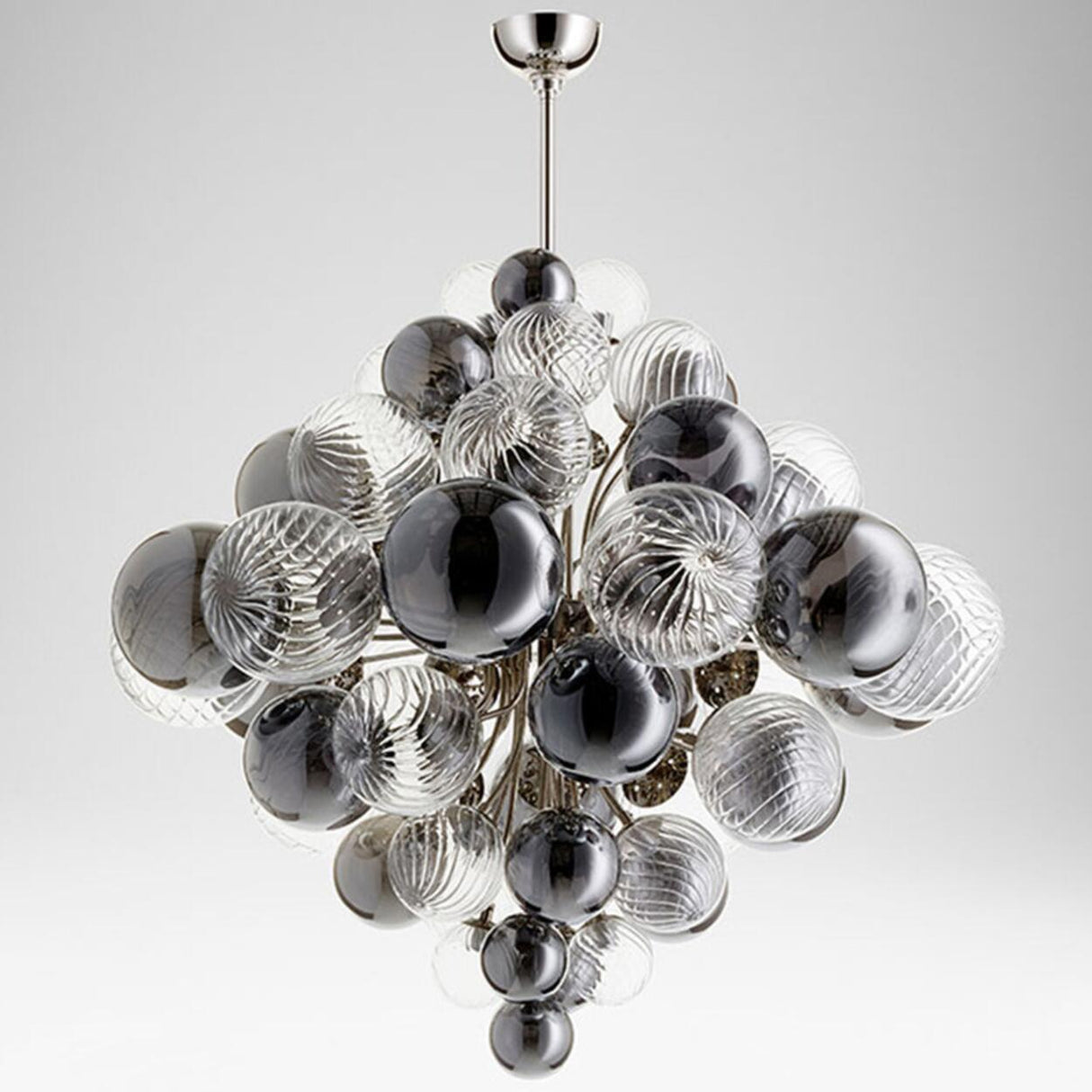 Modern Smoky Glass Bubble Chandelier Adjustable Height Image - 10