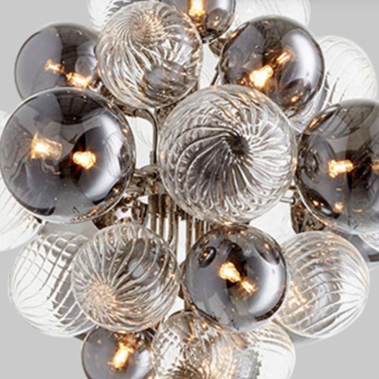 Modern Smoky Glass Bubble Chandelier Adjustable Height Image - 12