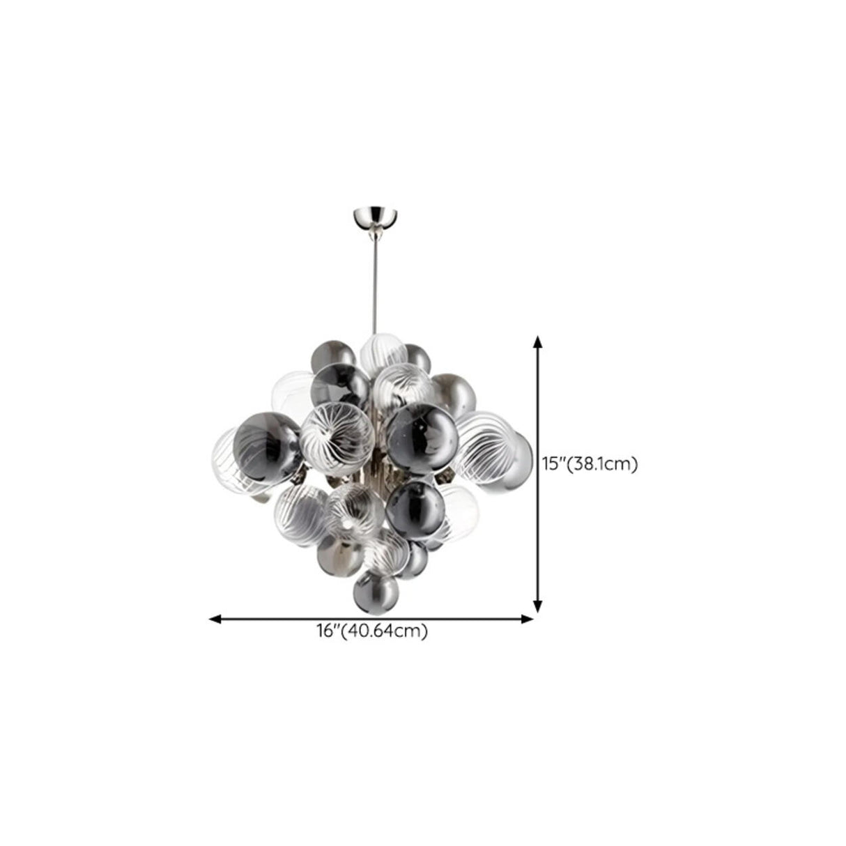 Modern Smoky Glass Bubble Chandelier Adjustable Height 