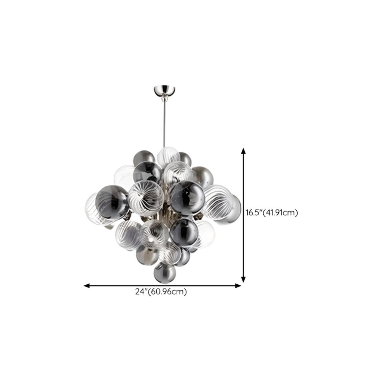 Modern Smoky Glass Bubble Chandelier Adjustable Height Image - 14