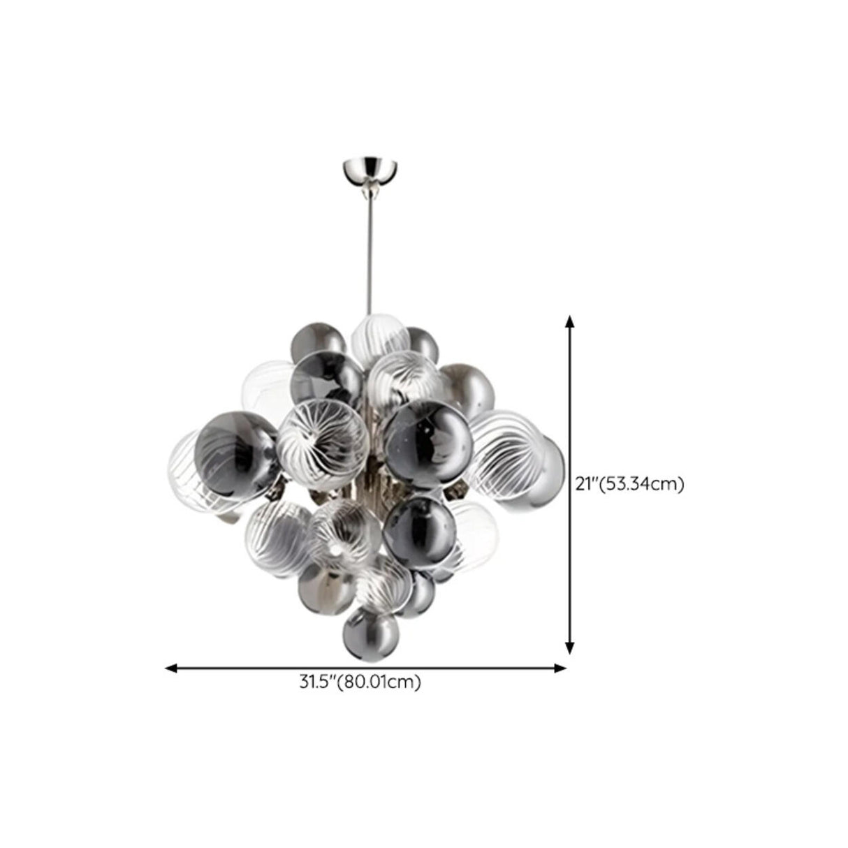 Modern Smoky Glass Bubble Chandelier Adjustable Height Image - 15