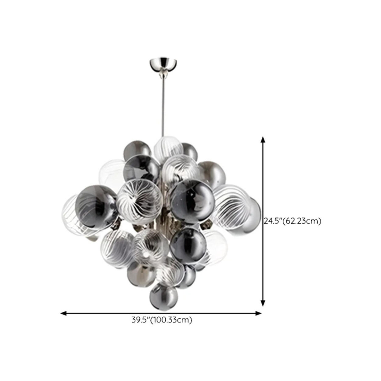 Modern Smoky Glass Bubble Chandelier Adjustable Height Image - 16