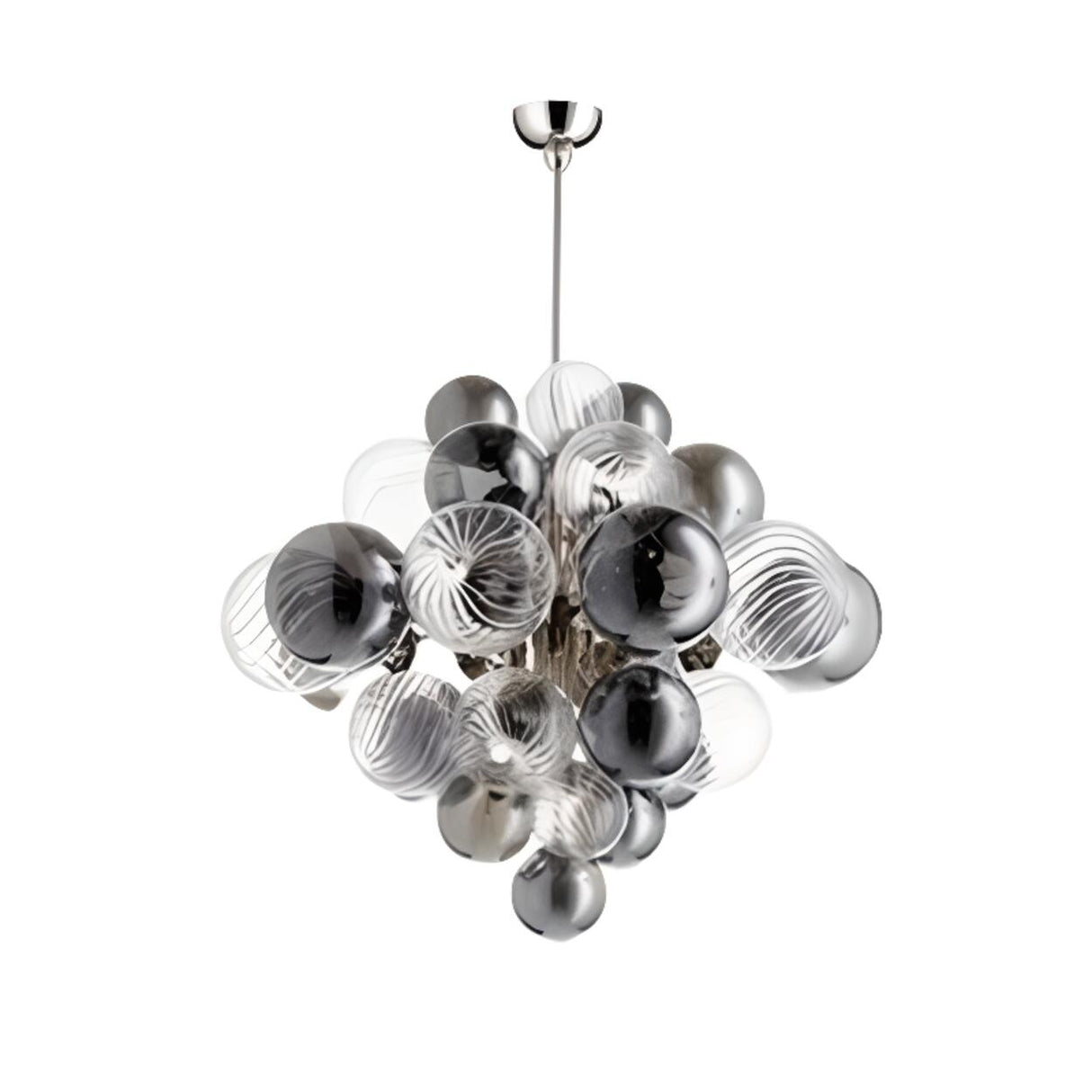 Modern Smoky Glass Bubble Chandelier Adjustable Height Image - 6