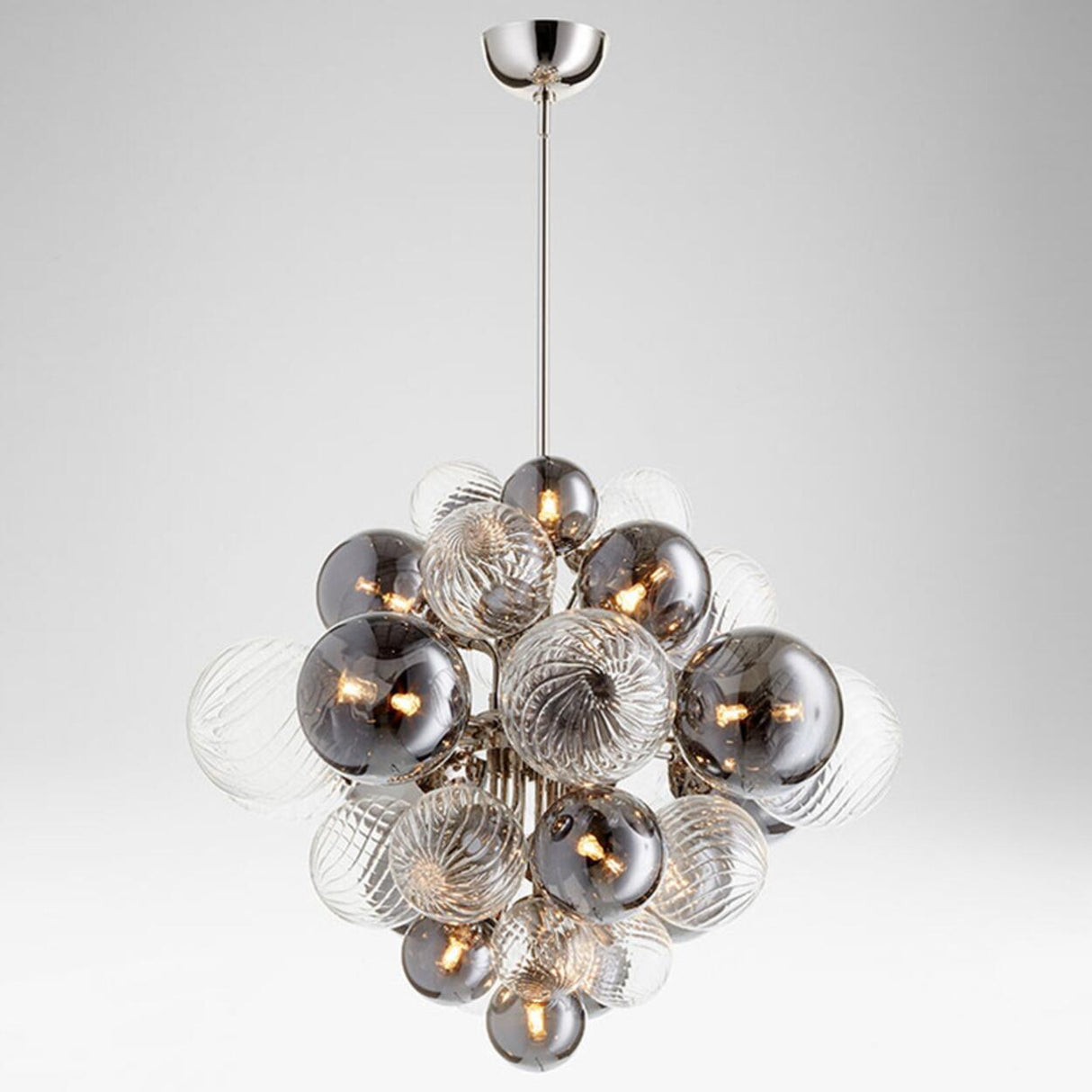 Modern Smoky Glass Bubble Chandelier Adjustable Height Image - 9