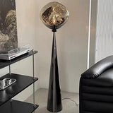 Modern Smoky Globe and Black Cone Lava Floor Lamp Image - 10