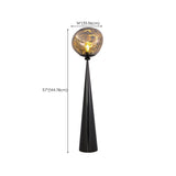 Modern Smoky Globe and Black Cone Lava Floor Lamp #size