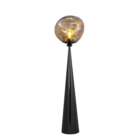 Modern Smoky Globe and Black Cone Lava Floor Lamp Image - 2