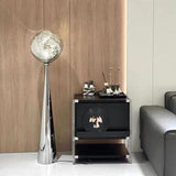 Modern Smoky Globe and Black Cone Lava Floor Lamp Image - 4