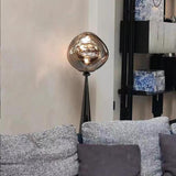 Modern Smoky Globe and Black Cone Lava Floor Lamp Image - 5