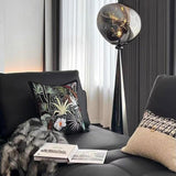 Modern Smoky Globe and Black Cone Lava Floor Lamp Image - 9