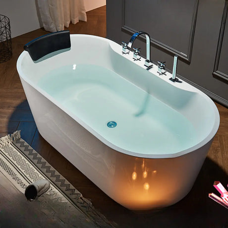 Modern Soaking Oval Freestanding PMMA White Bathtub Image - 1