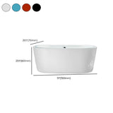 Modern Soaking Oval Freestanding PMMA White Bathtub #size