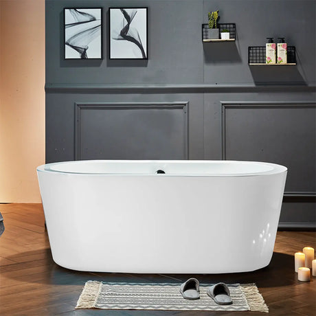 Modern Soaking Oval Freestanding PMMA White Bathtub Image - 2