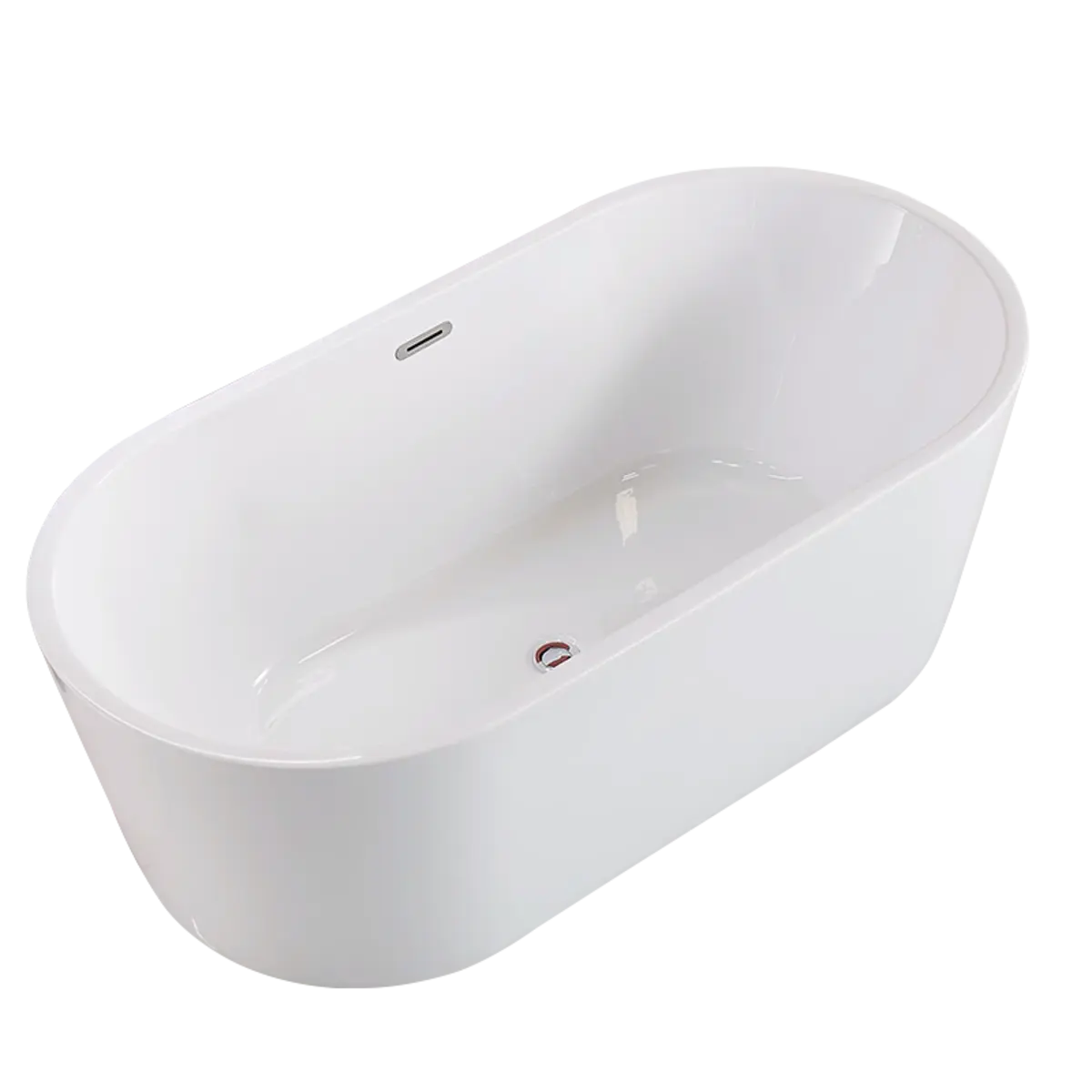 Modern Soaking Oval Freestanding PMMA White Bathtub Image - 3