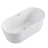 Modern Soaking Oval Freestanding PMMA White Bathtub Image - 3