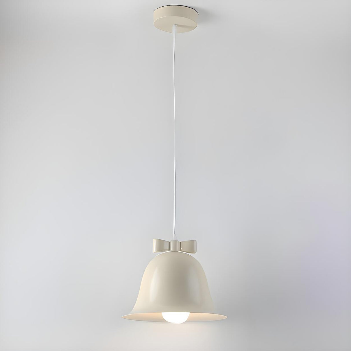 Modern Soft Macaron Bell Metal Bedroom Pendant Light Image - 3