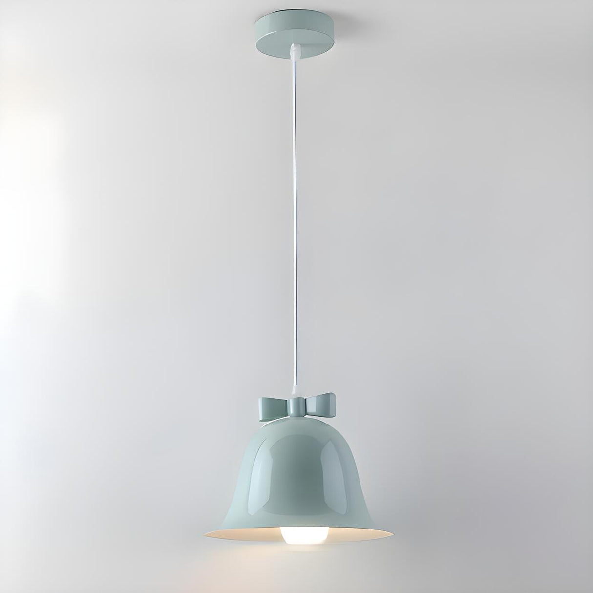 Modern Soft Macaron Bell Metal Bedroom Pendant Light Image - 7