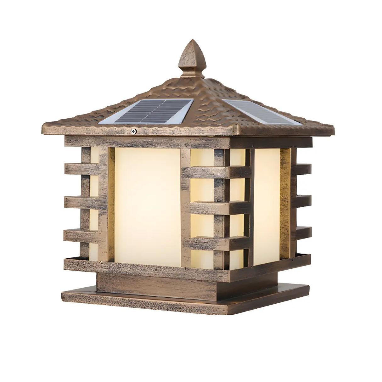 Modern Solar Pagoda Lantern Outdoor Decor Post Light Image - 10