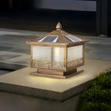 Modern Solar Pagoda Lantern Outdoor Decor Post Light Image - 13