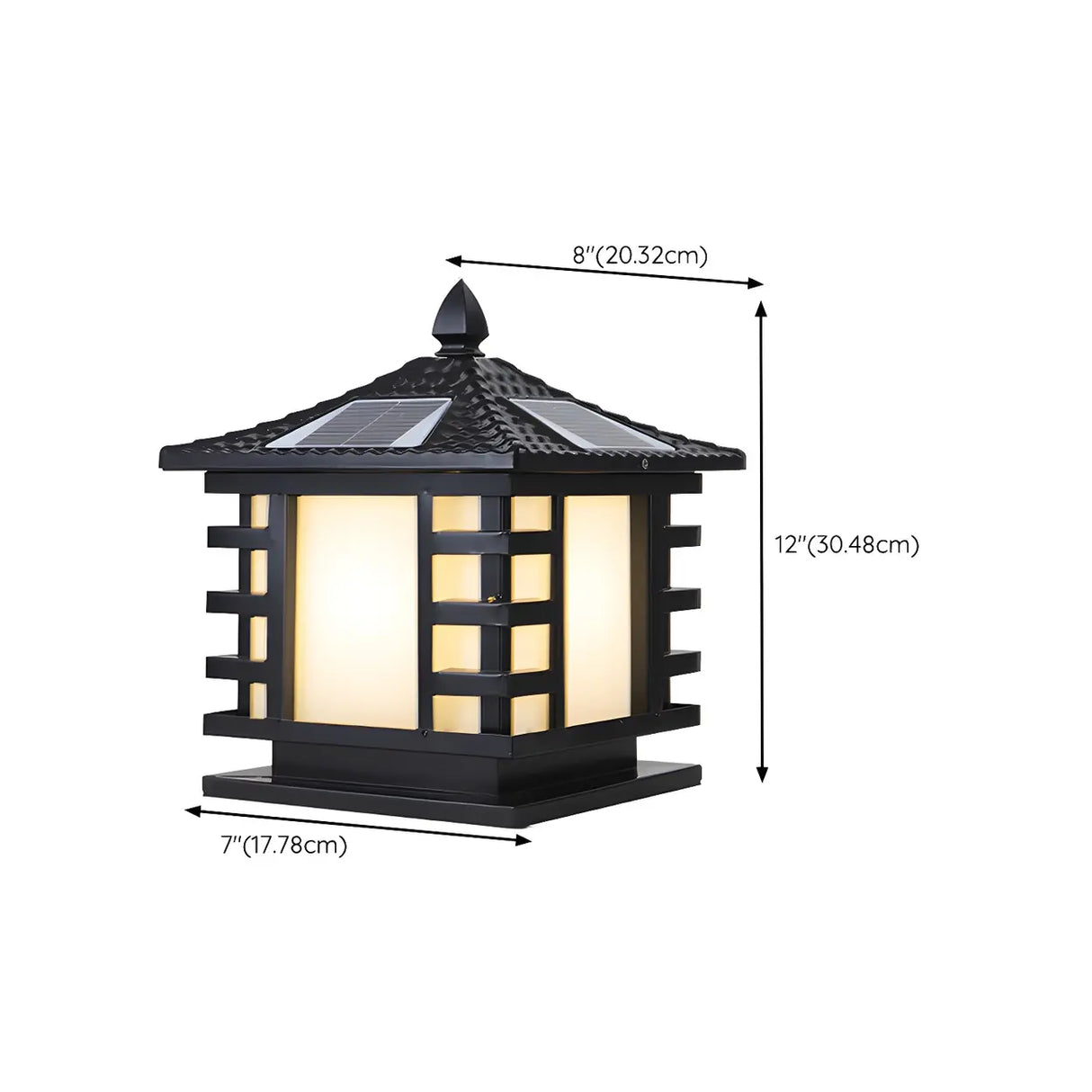 Modern Solar Pagoda Lantern Outdoor Decor Post Light 