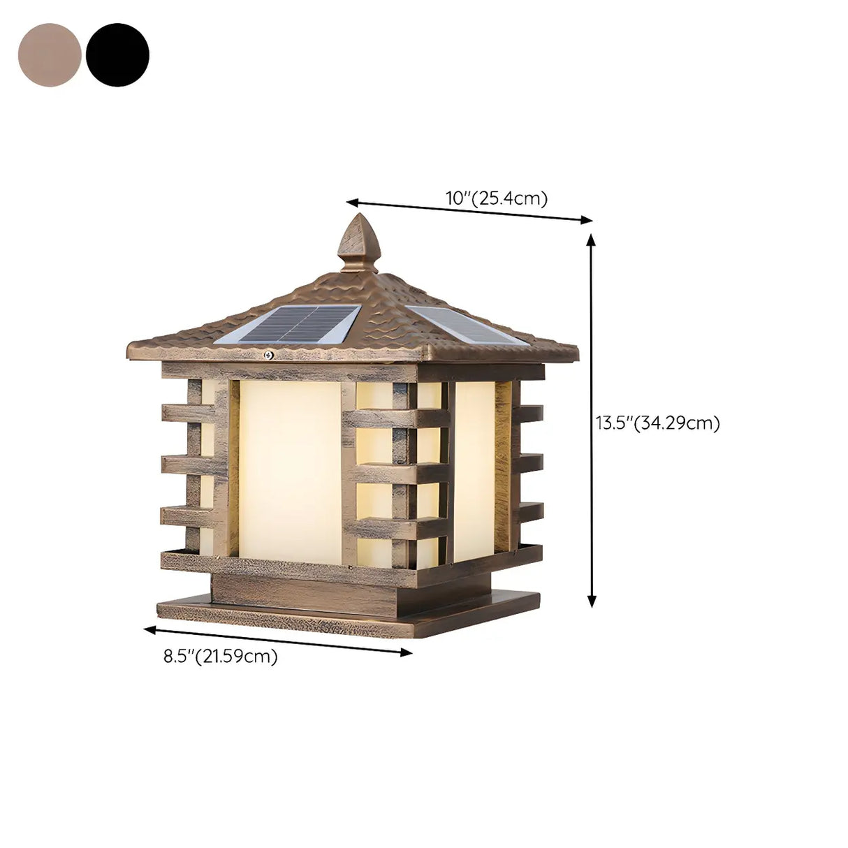 Modern Solar Pagoda Lantern Outdoor Decor Post Light Image - 18