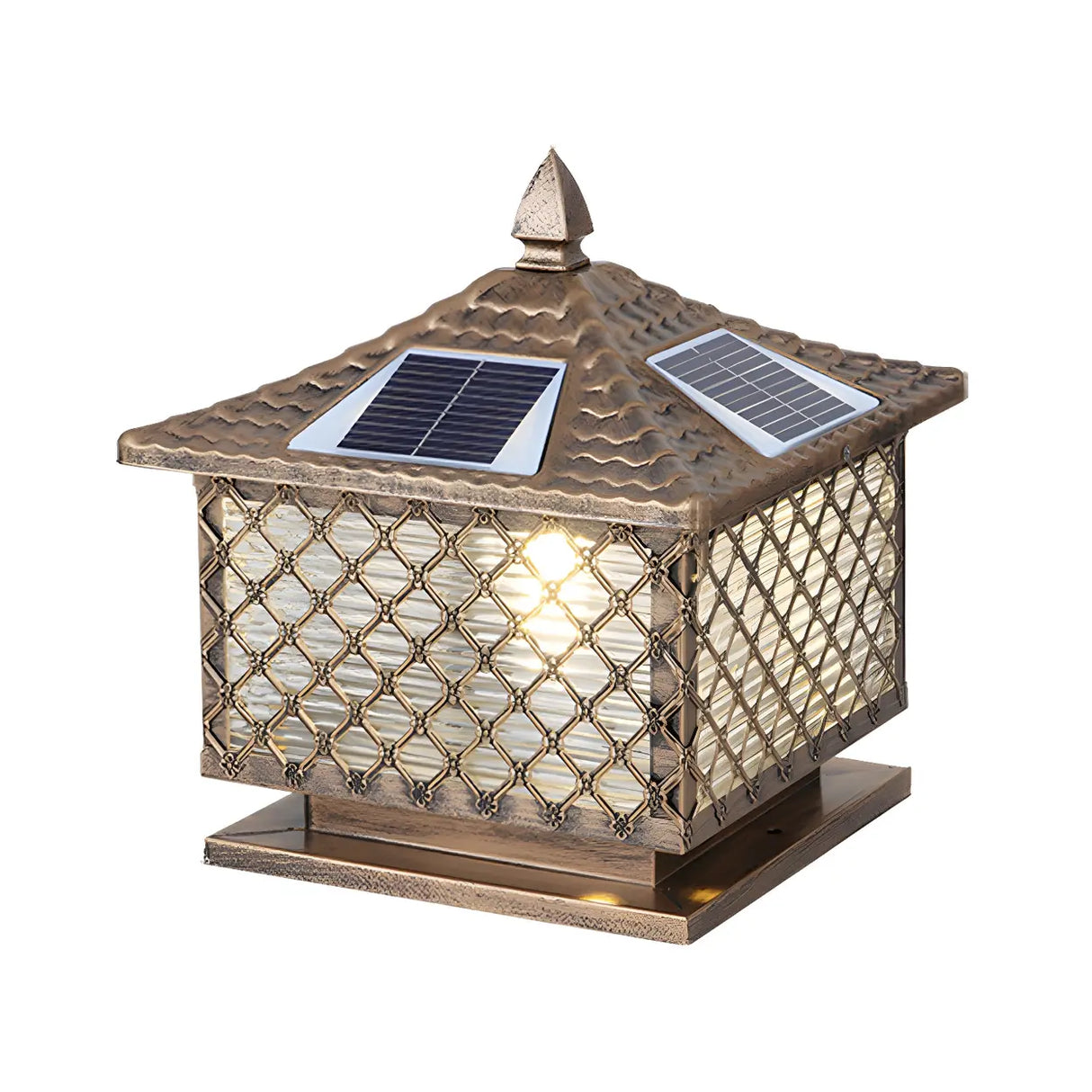 Modern Solar Pagoda Lantern Outdoor Decor Post Light Image - 7