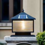 Modern Solar-Powered Square LED Outdoor Lamp Black Image - 10