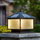 Modern Solar-Powered Square LED Outdoor Lamp Black Image - 11