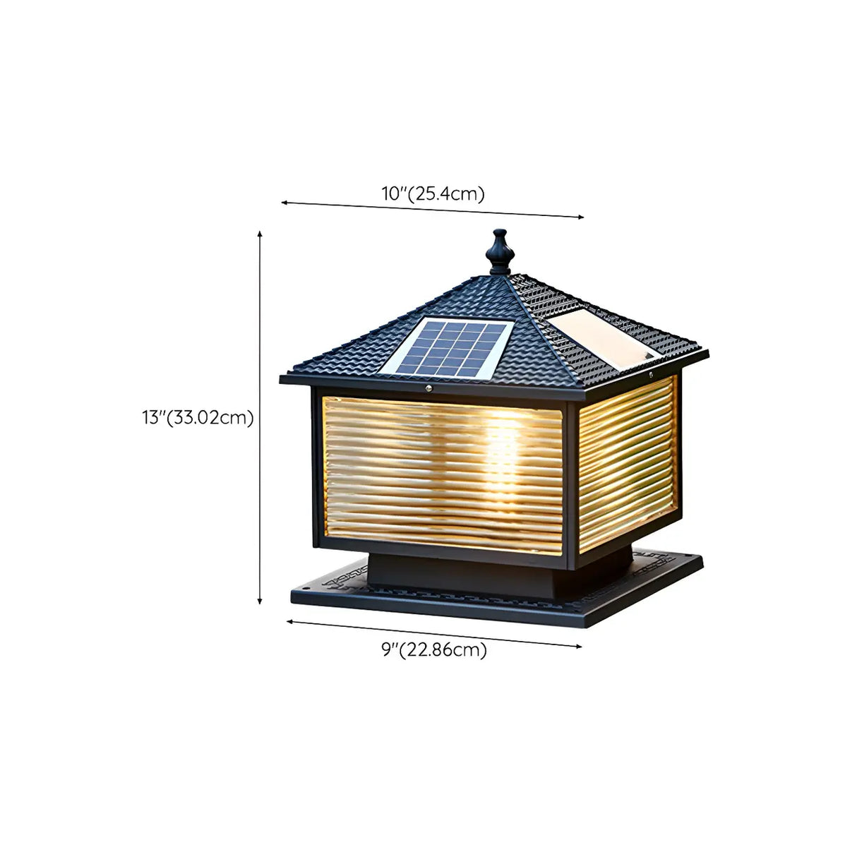 Modern Solar-Powered Square LED Outdoor Lamp Black 