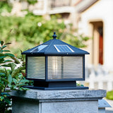 Modern Solar-Powered Square LED Outdoor Lamp Black Image - 4