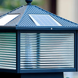 Modern Solar-Powered Square LED Outdoor Lamp Black Image - 9