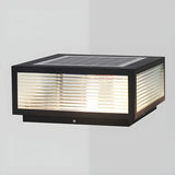 Modern Solar Square Metal Outdoor Post Light Black Image - 2