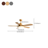 Modern Solid Wood 5 Blade Ceiling Fan with LED Light Image - 13