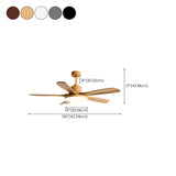 Modern Solid Wood 5 Blade Ceiling Fan with LED Light Image - 14