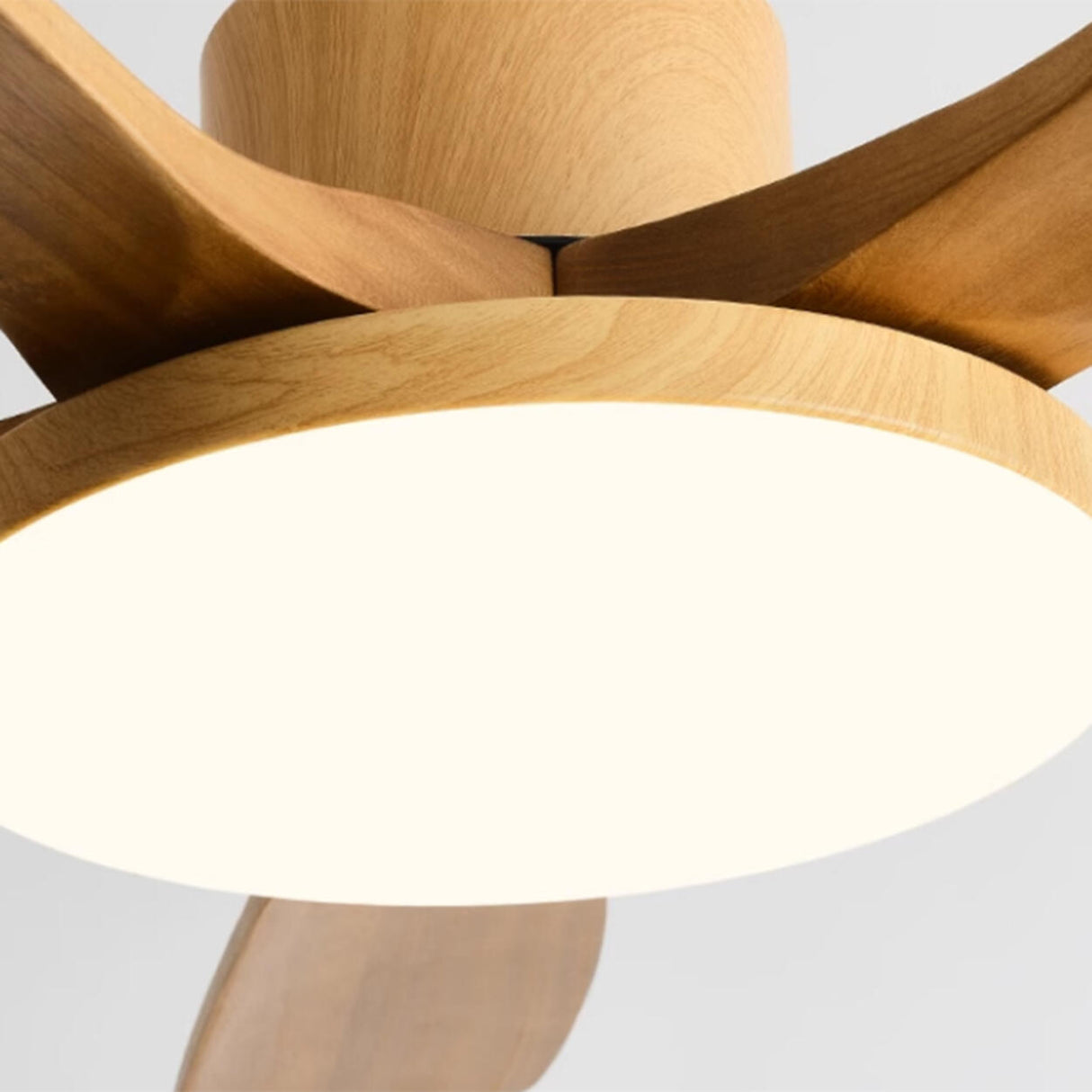 Modern Solid Wood 5 Blade Ceiling Fan with LED Light Image - 8