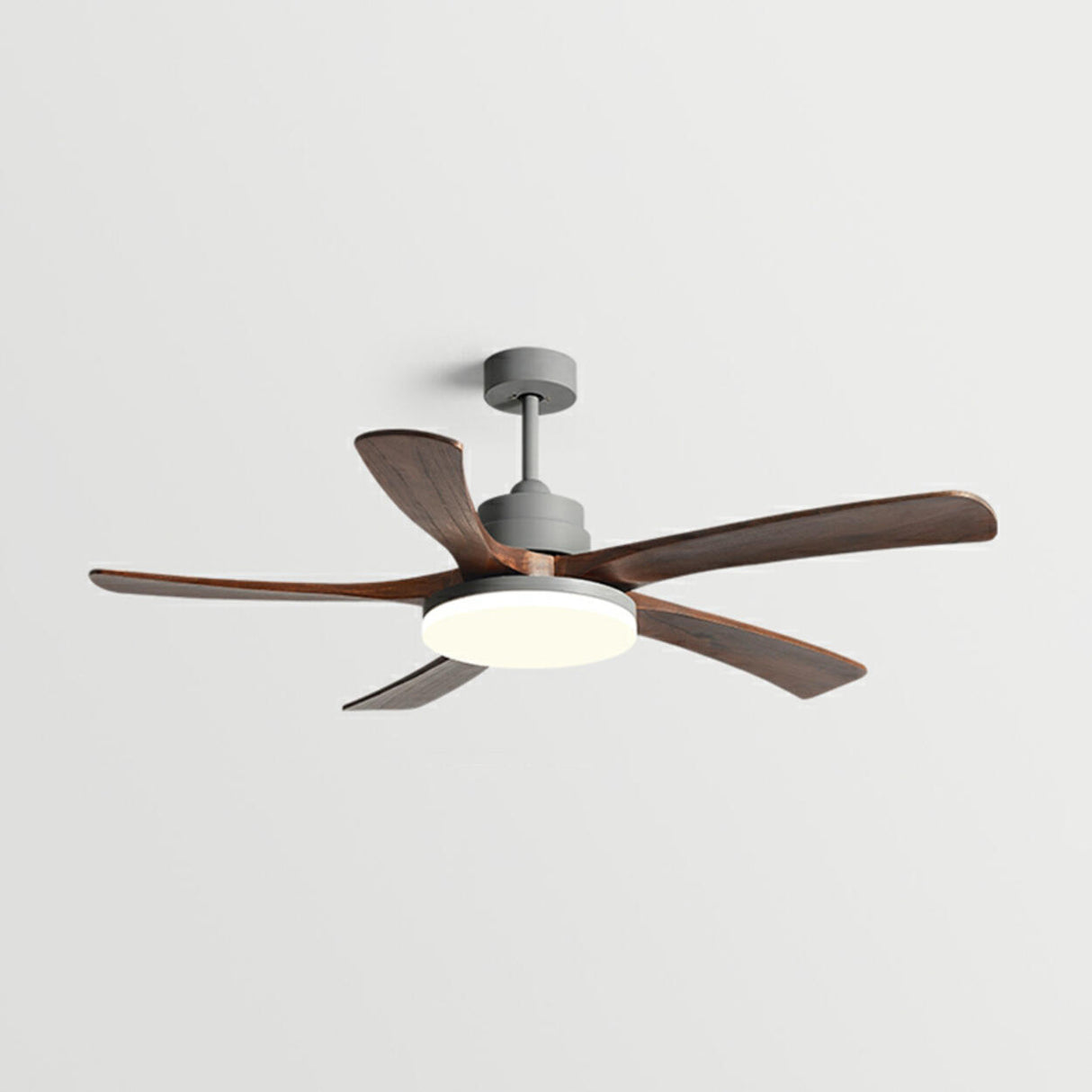 Modern Solid Wood Blade LED Standard Ceiling Fan Light Image - 11