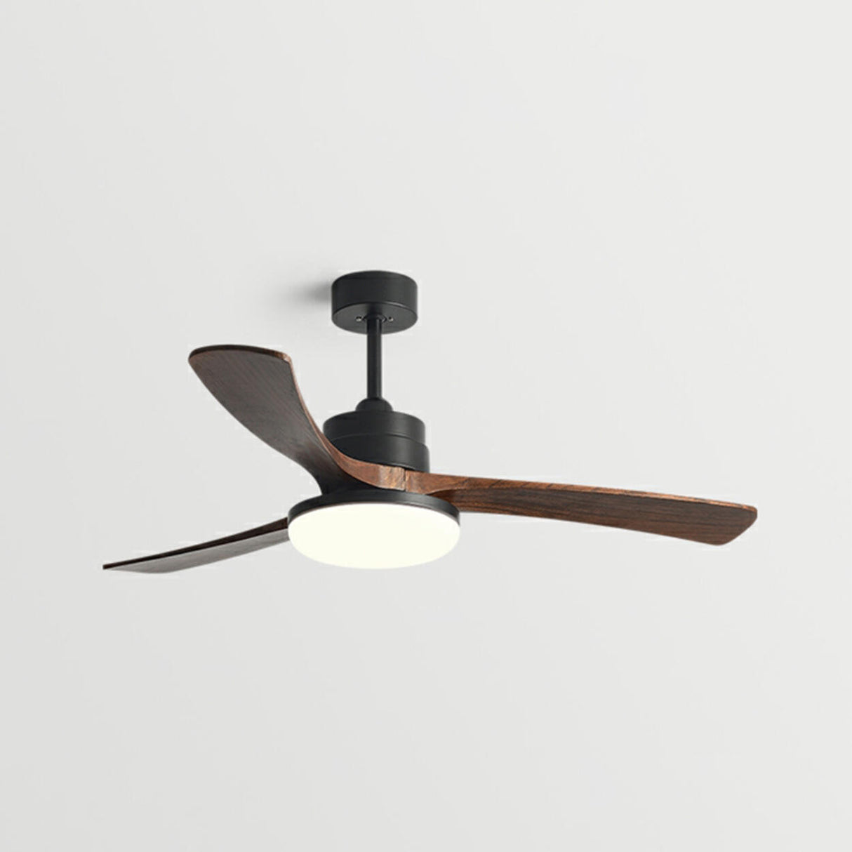 Modern Solid Wood Blade LED Standard Ceiling Fan Light Image - 13