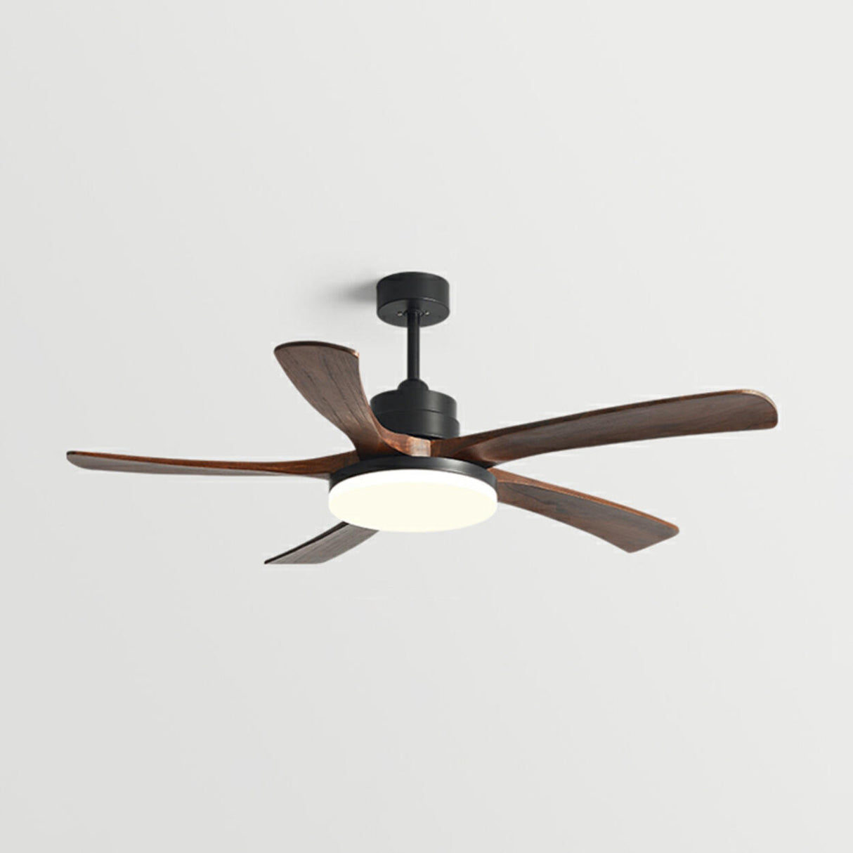 Modern Solid Wood Blade LED Standard Ceiling Fan Light Image - 14