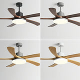 Modern Solid Wood Blade LED Standard Ceiling Fan Light Image - 16