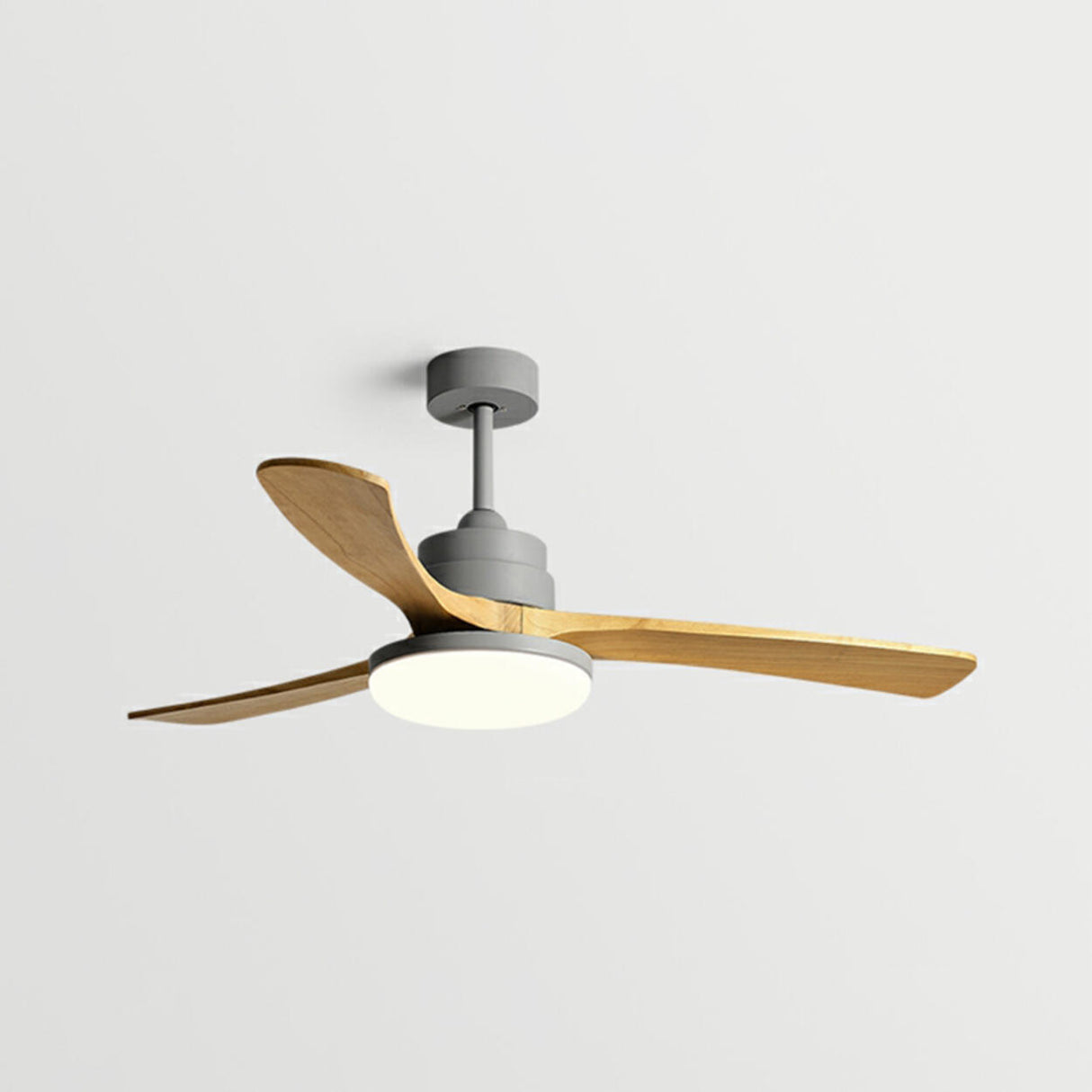 Modern Solid Wood Blade LED Standard Ceiling Fan Light Image - 2