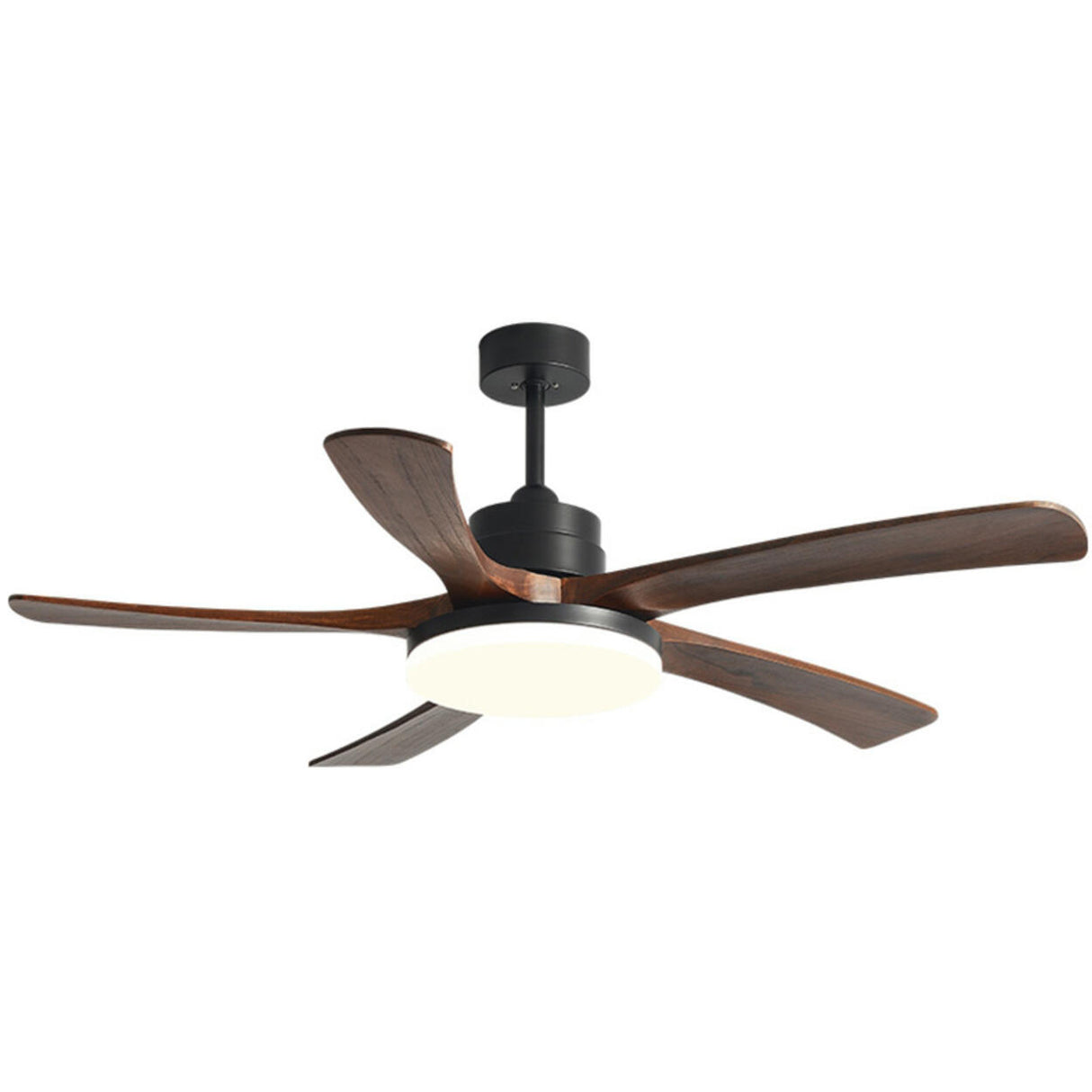 Modern Solid Wood Blade LED Standard Ceiling Fan Light Image - 6