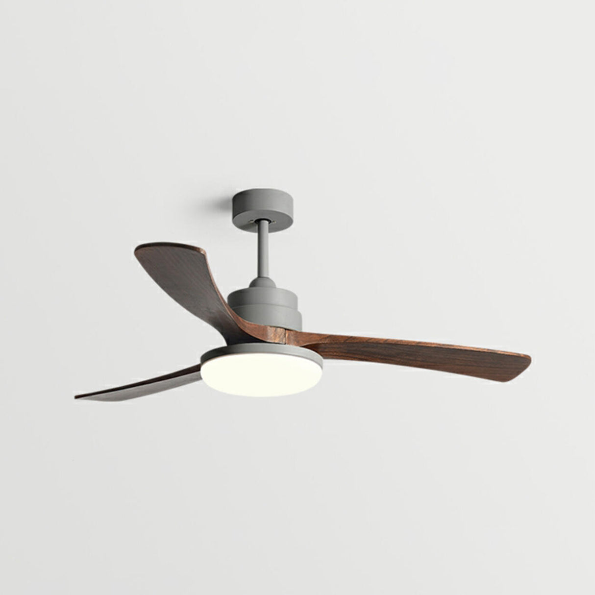 Modern Solid Wood Blade LED Standard Ceiling Fan Light Image - 7