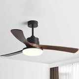 Modern Solid Wood Blade LED Standard Ceiling Fan Light Image - 8