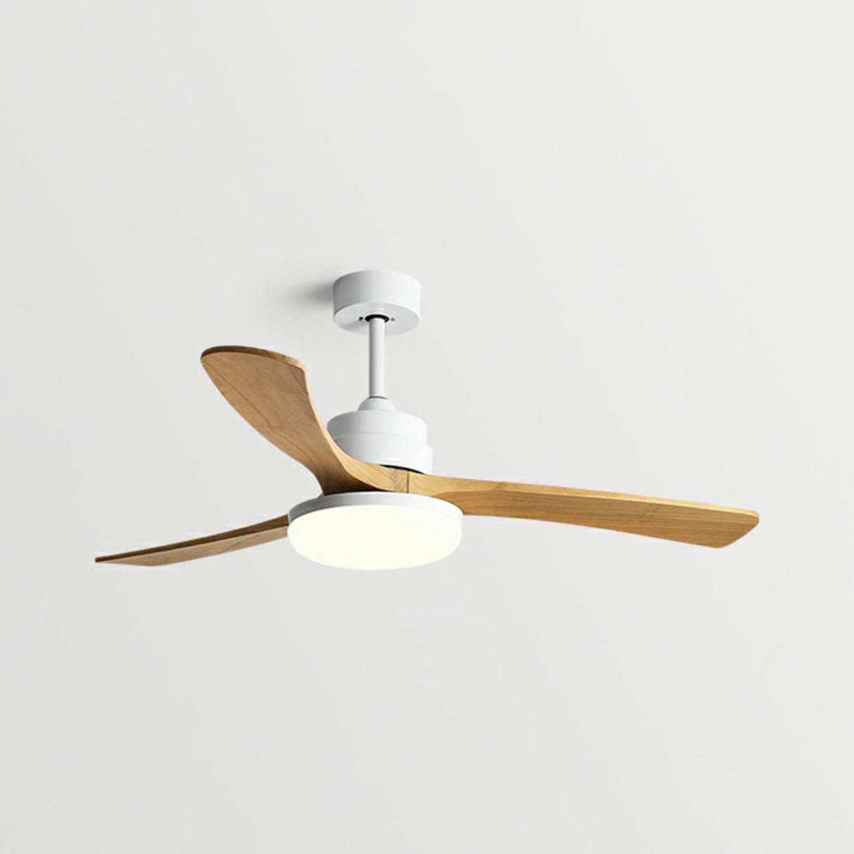 Modern Solid Wood Blade LED Standard Ceiling Fan Light Image - 9