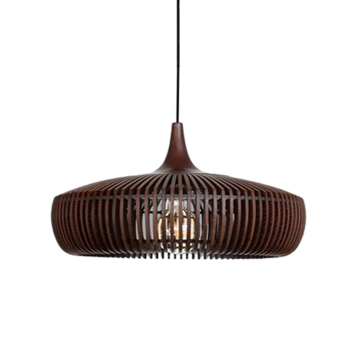 Modern Solid Wood Slatted Pendant Light Adjustable Cord Image - 3