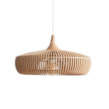 Modern Solid Wood Slatted Pendant Light Adjustable Cord Image - 8