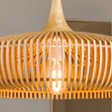 Modern Solid Wood Slatted Pendant Light Adjustable Cord Image - 9