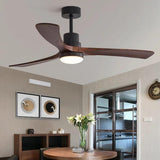 Modern Solid Wood Standard Ceiling Fan with Light Image - 1