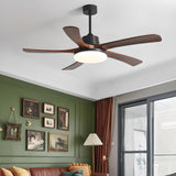 Modern Solid Wood Standard Ceiling Fan with Light Image - 3