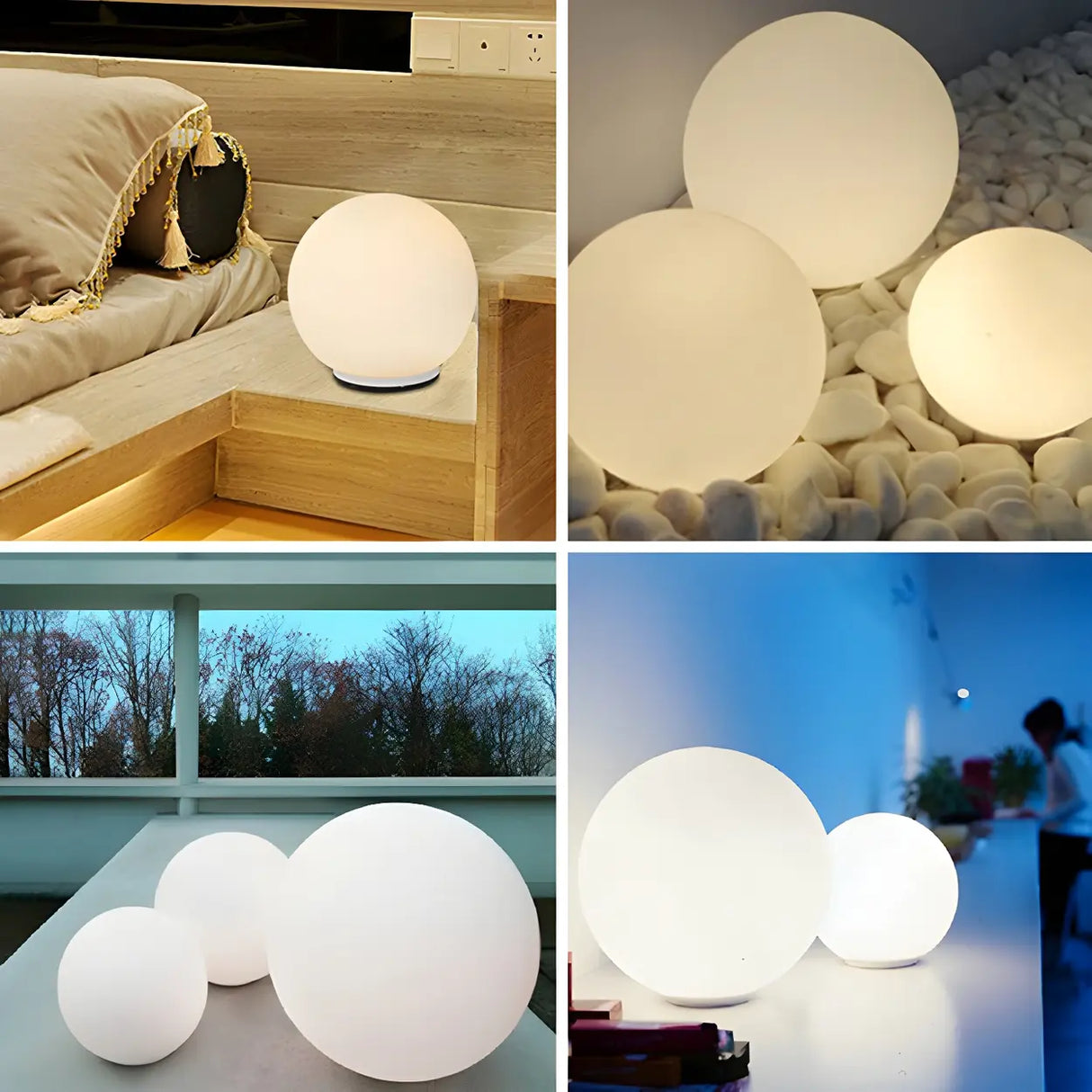 Modern Sphere Glass Bedside Lamp White Ambient Light Image - 12